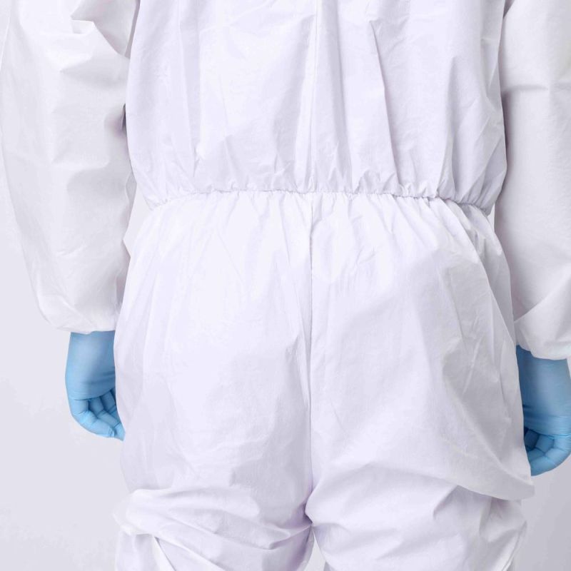 Disposable Blue Taped Microporous Laminated Protective Clothes Safety Coverall