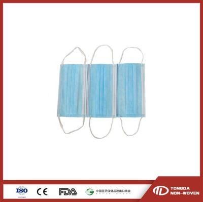 Skin-Friendly Flat Elastic Ear Loop Non-Woven Fabric Disposable 3 Ply Surgical Face Mask