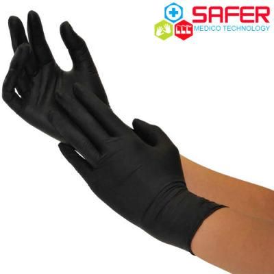 Powder Free PVC / Vinyl Disposable Examination Black Gloves