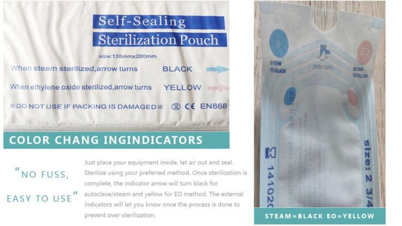 Disposable Medical Self Sealing Sterilization Pouch for Dental Use