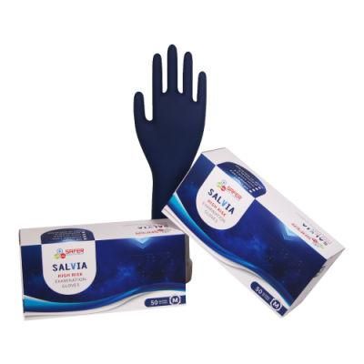 Disposable Natural Rubber Latex Blue High Risk Glove with Powder Free