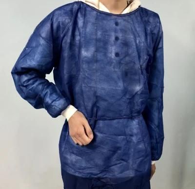 Insulation Non Woven Polypropylene Sanitary Liquid Resistant Impervious Exam Disposable Isolation Gown with Knitted Cuffs