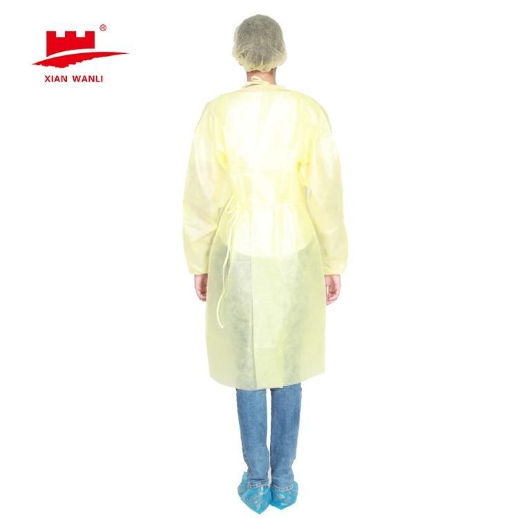 Disposable Blue Green Non Woven Elastic and Knitted Cuffs Isolation Gown