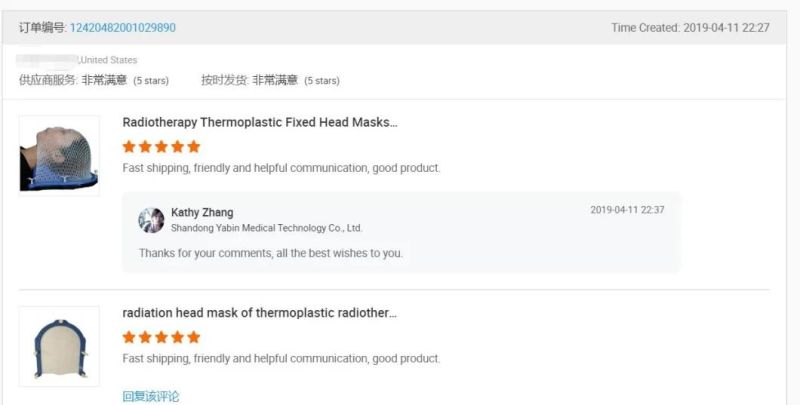 CE ISO Certified U Type Thermoplastic Radiotherapy Mask for Cancer Therapy