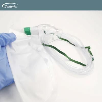 PVC Non-Rebreathing Oxygen Mask with Adjustable Nose Clip and Oxygen Tube Safety