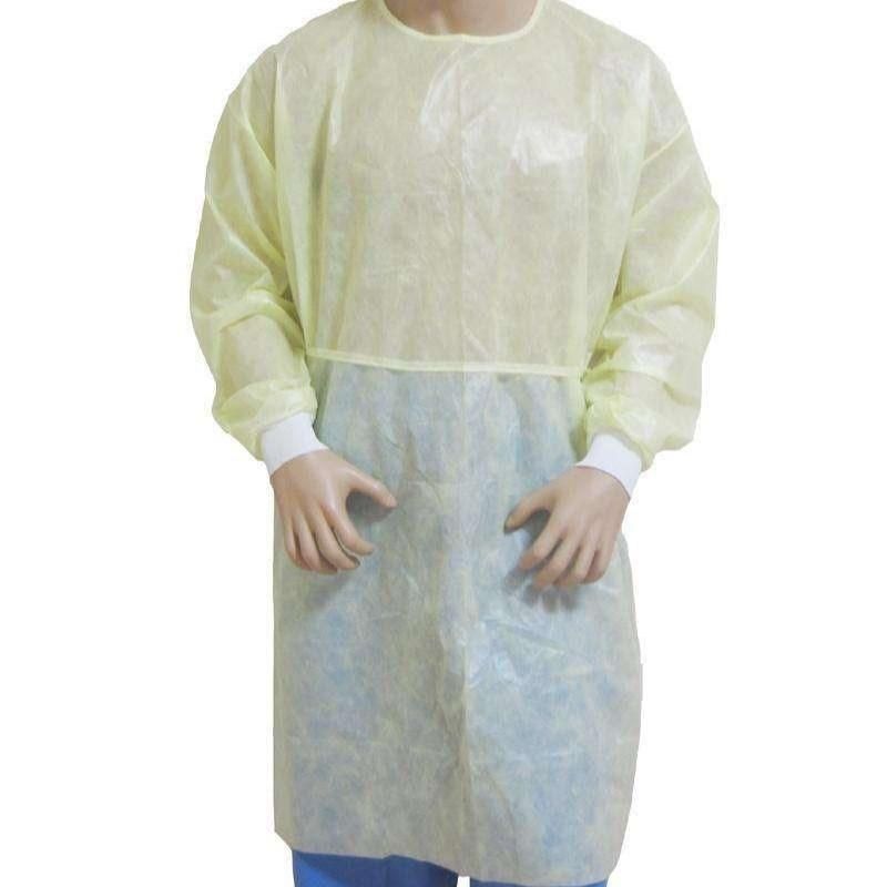 Level 3 PPE CE Approved Disposable PP PE Isolation Gown with Knitted Cuff