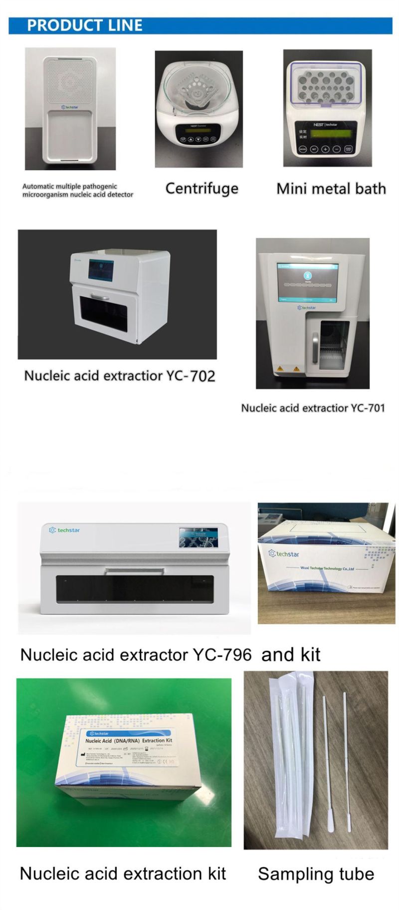 Techstar Sample Collection Tubes, Disposable Virus Sampling Swab Kit, CE, ISO Certified