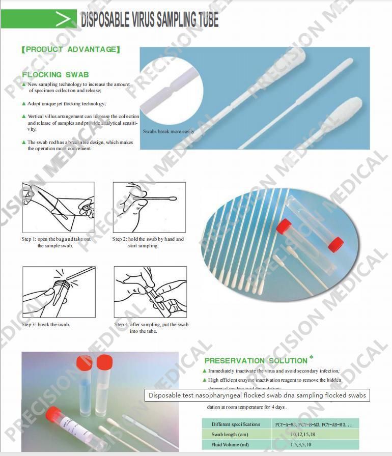 China Factory Direct Sells Good Price of 3ml Virus Transport Medium Nasopharyngeal Throat Flocked Swabs Vtm Kit