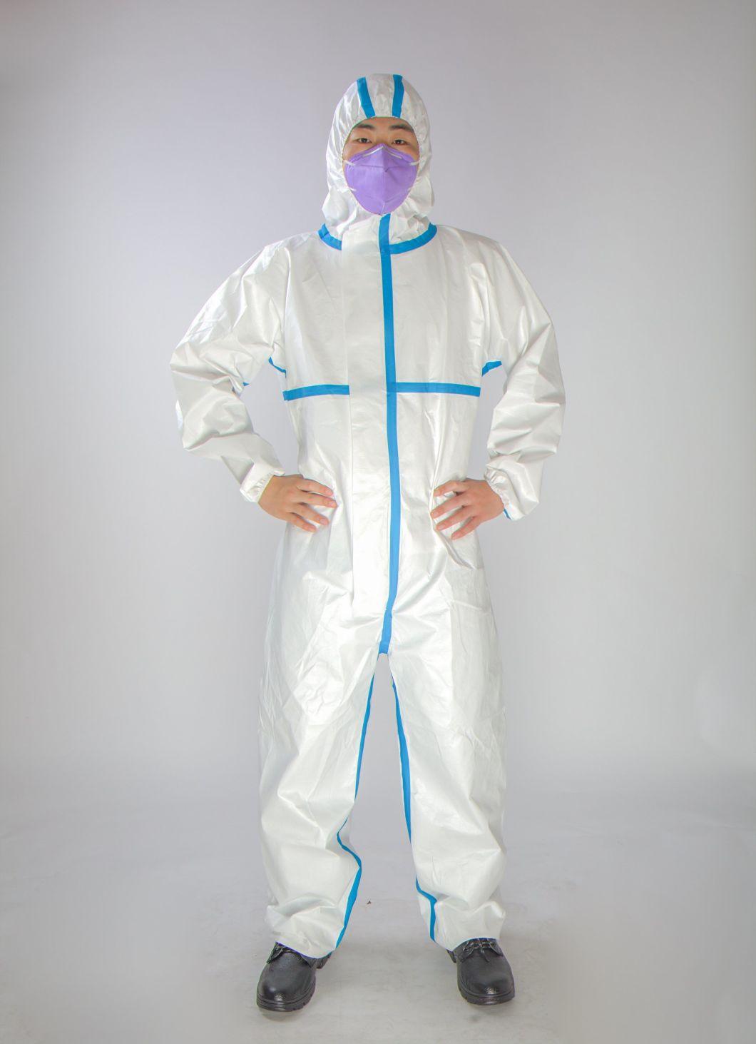 High Performance En14126 Type5b/6b Medical Microporous Personal Protective Disposable Coverall