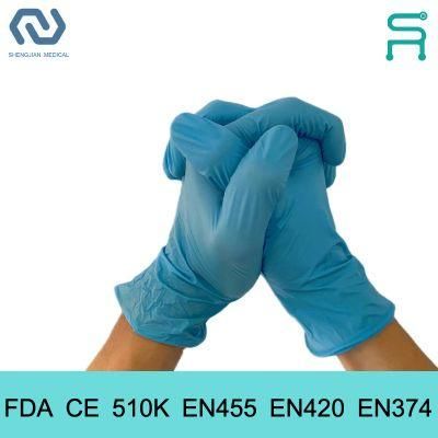 510K En455 En420 Powder Free Disposable Nitrile Medical Examination Gloves for Multi-Domain Use