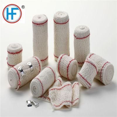 Medical Red (bule) Line Cotton Elastic Crepe Bandage with ISO, Ce Certificate