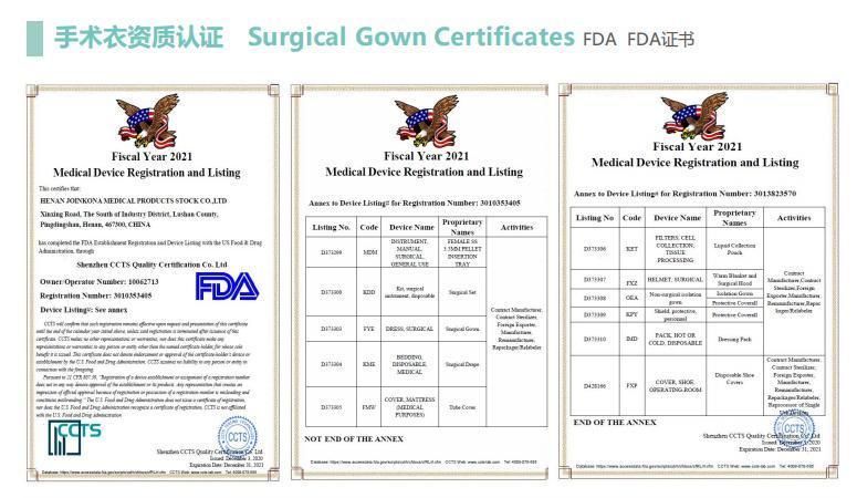 Factory Direct Sale SMS Material Medical Use Disposable Reinforced Surgical Gown
