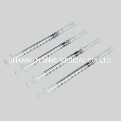 Medical Disposable 3 Parts Sterile Plastic Luer Lock 1ml Safety Vaccine Tuberculin Syringe with Needle