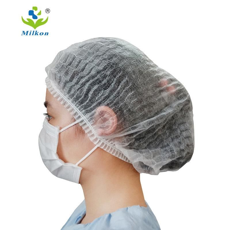 Disposable PP Non Woven Strip Clip Cap Bouffant Head Cover Hair Net Surgical Doctor Hat Round Mob Cap