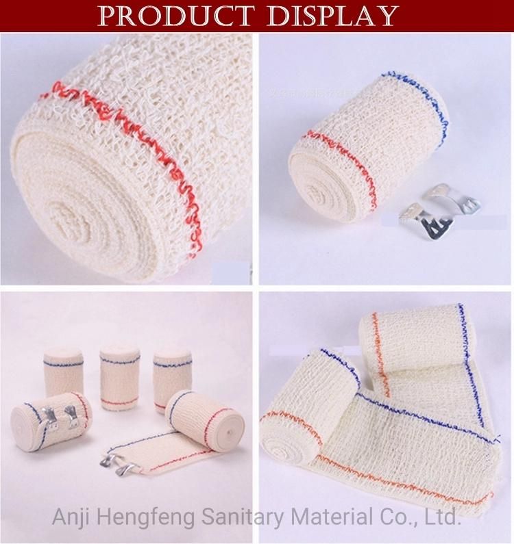 Elastolite Crepe Bandage GSM 75g Blue or Red Line Elastic Crepe Bandage with ISO/CE/FDA