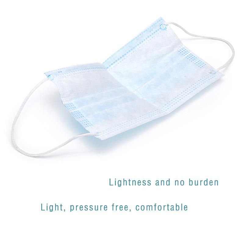 in Stock Bfe 98% 3 Ply Non-Woven Fabric Disposable Anti Splash Dust Pm2.5 Virus FDA 510K CE En149 En14683 Approved Earloop Blue Surgical Face Mask