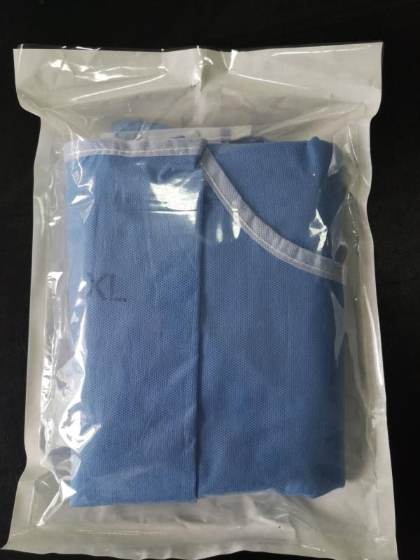 Surgery Use Protective SMMS Surgical Gown with Knitted Cuff Reinforce En13795