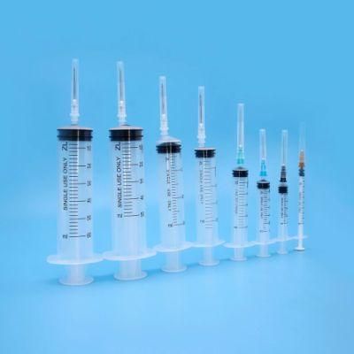 2 or 3 Parts Disposable Plastic Syringe with Needle with Luer Lock or Luer Slip
