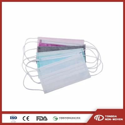 Pretty Disposable Medical Mask Earloop Color Waterproof Surgical Face Mask with 3ply Nonwoven