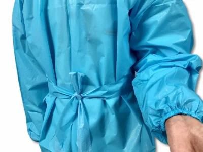 Blue Visitor Waterproof Protective Isolation Gown with Long Sleeve