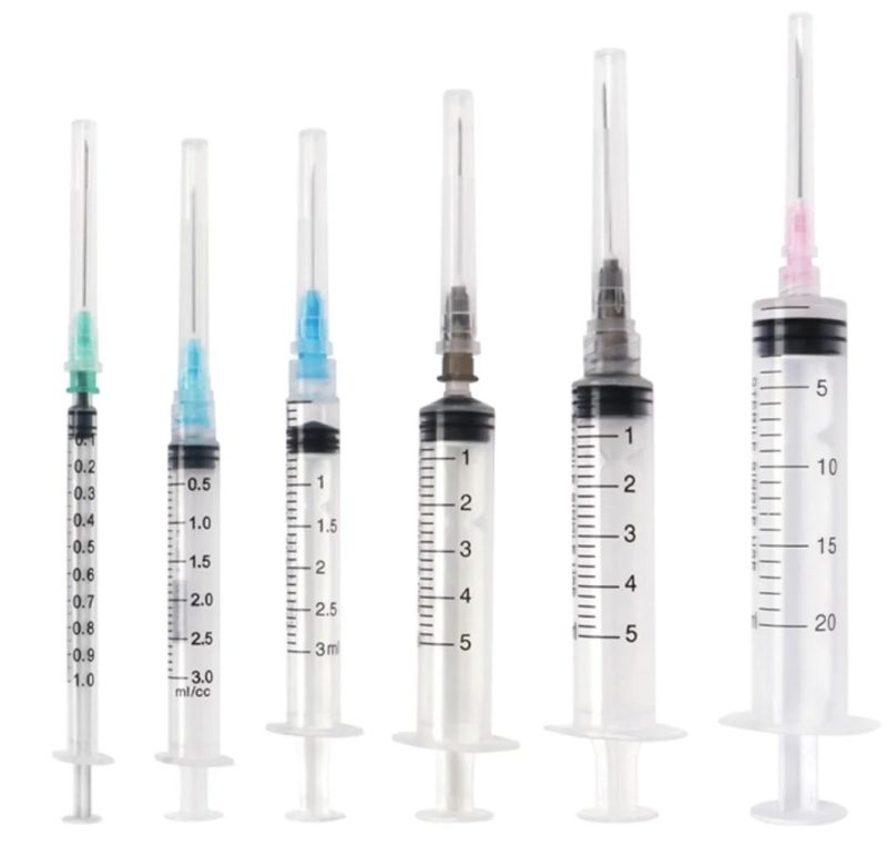 Disposable Medical Factory CE FDA Approved 2 Part or 3 Part Sterile Injection Syringe