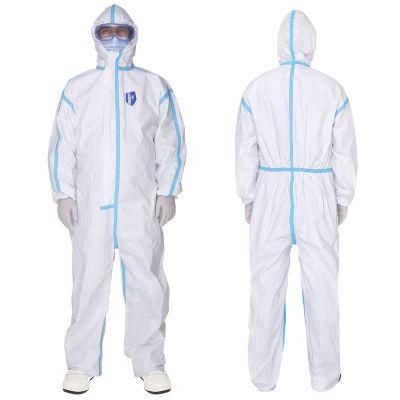 Wholesale White PP PE Medical Disposable Protective Coverall with Hood