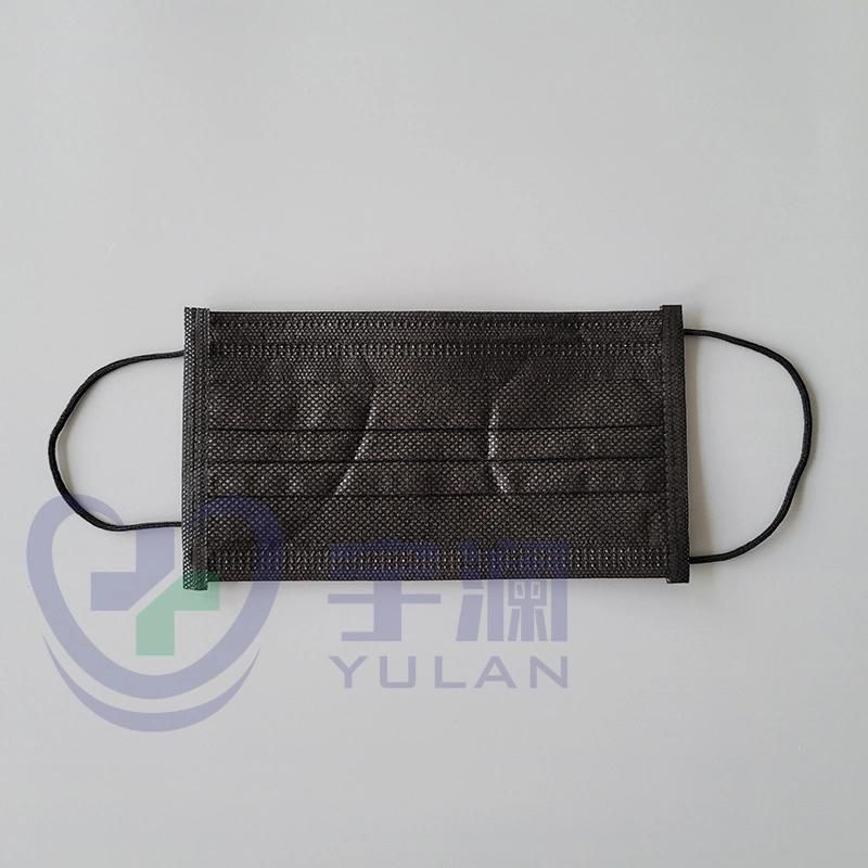 Disposable Medical Non-Woven Black Surgical Face Mask with Ear-Loop