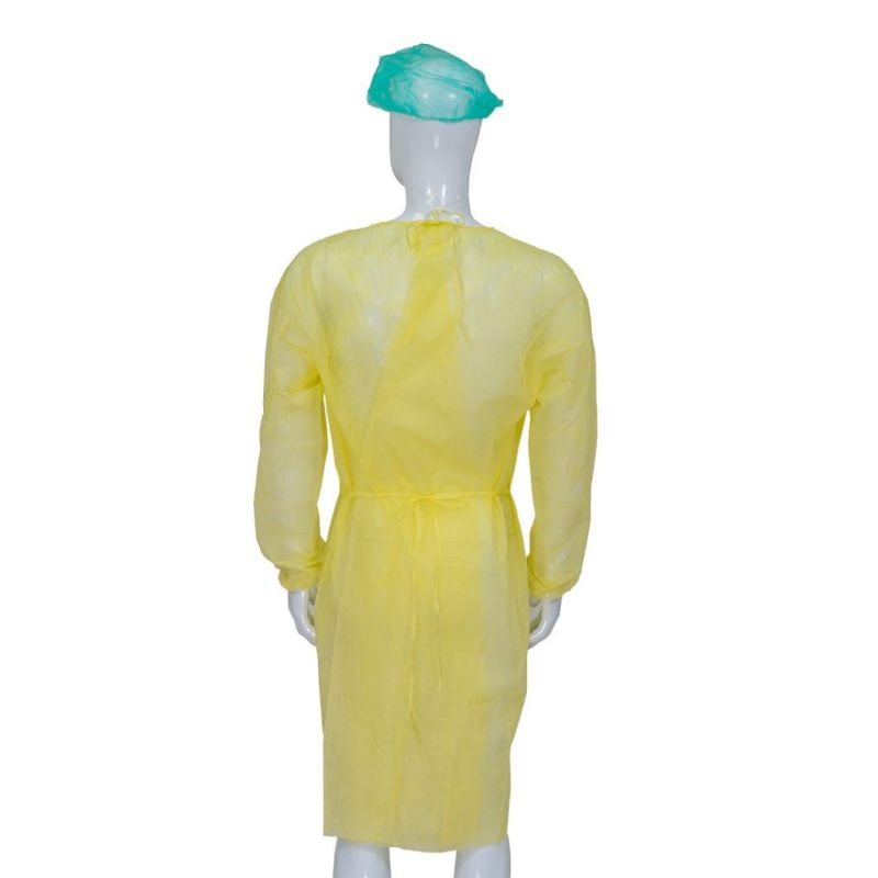 Disposable Use Water Resistance Non-Woven Isolation Gown with Elastic Wrist Medical Use PP Isolation Gown