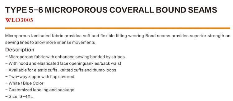 Disposable Microporous Overall Type 5 6 Standard Security Clothing for Chemical Industry