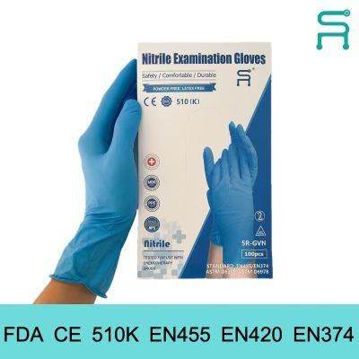 510K En455 FDA CE High Quality Disposable Nitrile Examination Gloves