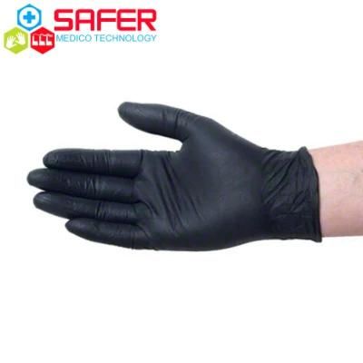 9 Inches Household Food Handling 4 Mile Black Vinyl Gloves