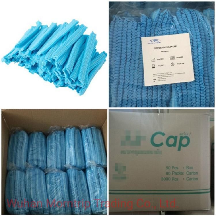 Green Polypropylene Cleaning Pleated Disposable Mob Cap with Double Elastic