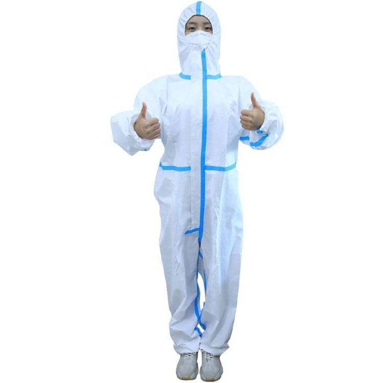 Ly CE SMS Microporous Coveralls Heat Sealed Tape Seam Disposable Medical Coverall