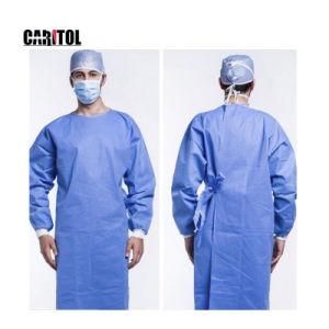 Non Sterile Hospital Impervious Isolation Gown with En13795 Polypropylene PP PE Surgical Disposable Gown Manufacturer Line