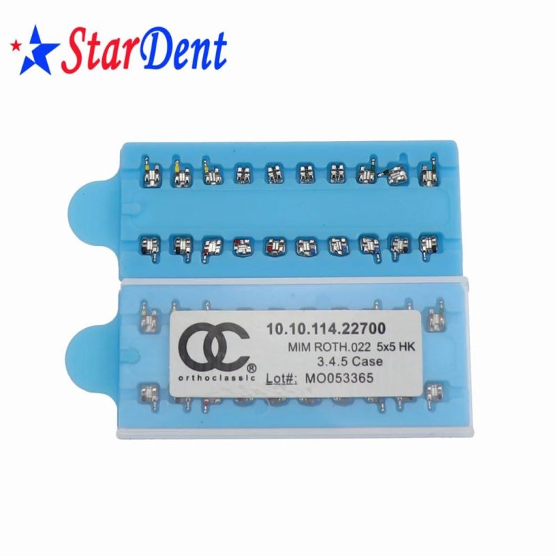 Dental Orthodontic Material Mesh/Momoblock Metal Brackets Mini Edgewise/Roth/Mbt 022/018 Slot with Hook