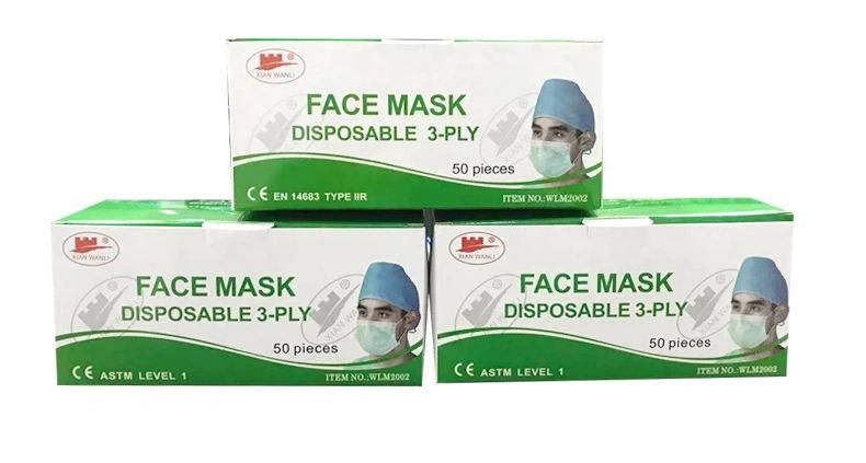 Custom Printed Comfortable Disposable Dustproof 3 Ply Face Mask