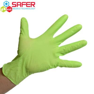 Green Non-Medical Powder Free Examination Disposable Nitrile Gloves