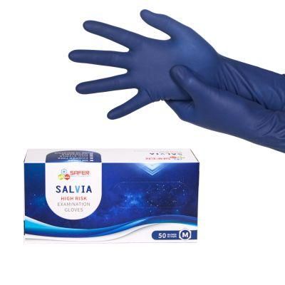 Disposable Medical Blue Latex High Risk Gloves with Powder Free
