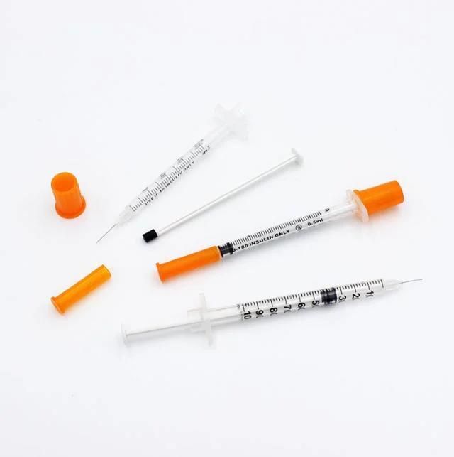 2 or 3 Parts Medical Disposable Sterile Insulin Safety Syringe with CE and ISO13485