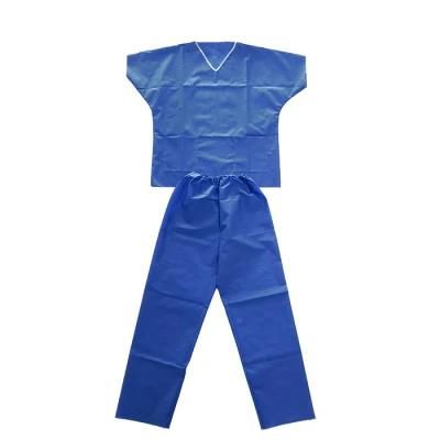 Hospital One-off Medical Disposable Custom Hospital 2 Piece Nonwoven XL Short Sleeves Scrubs SMS Nurse Surgical Garment Uniform Workwear