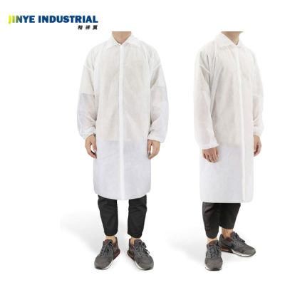 cleaning Disposable Lab Coats for Adult with Knitted Collar and Cuffs