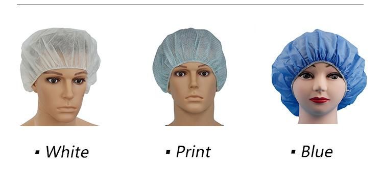 Disposable PP Non Woven Strip Clip Cap Bouffant Head Cover Disposable Surgical Caps White