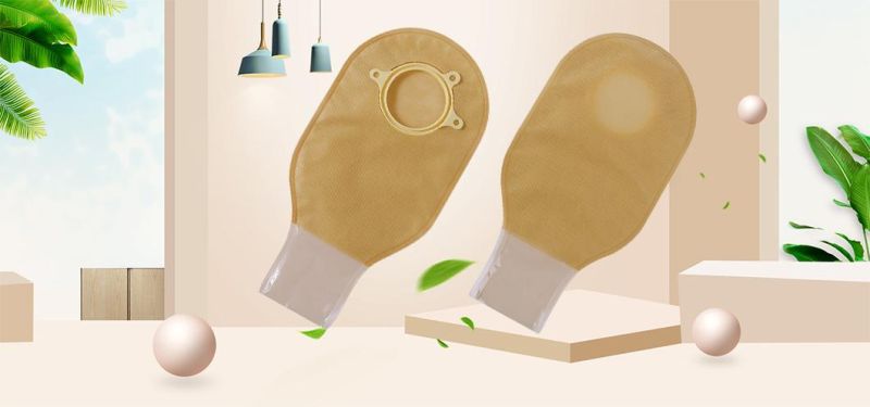 Two Piece Open Soft Comfortable Convenient High Quality Medical Ostomy Bag with Clip /Velcro /Twist Tie