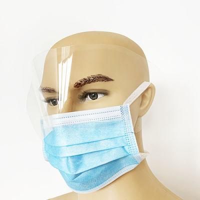 3 Layers Disposable Surgical Masks Tie-on with Anti Fog Plastic Shield