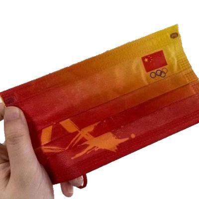 Nonwoven Disposable Red Start Printing Olympics Protective Use Face Mask