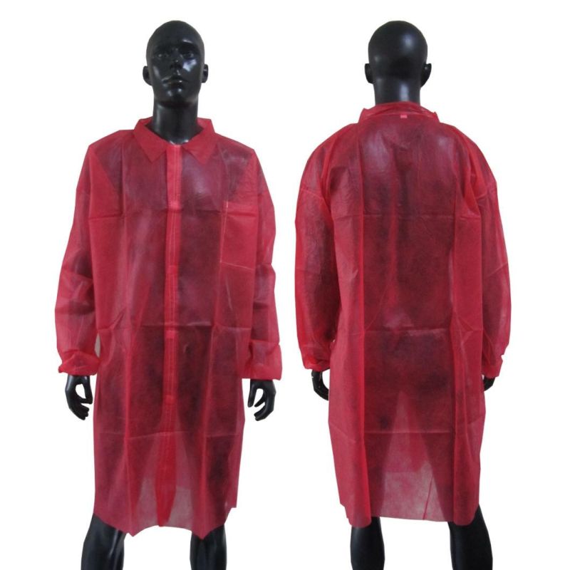 Hot Sale Disposable Lab Isolation Coat/Gown, Protective Nonwoven Visitor Gown