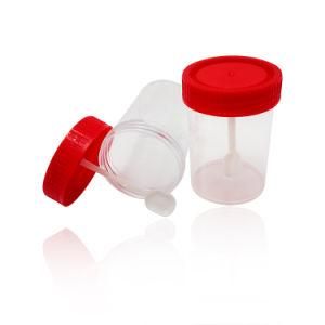 Lab Consumables Plastic Sample Collection Container Stool Cup with Spoon