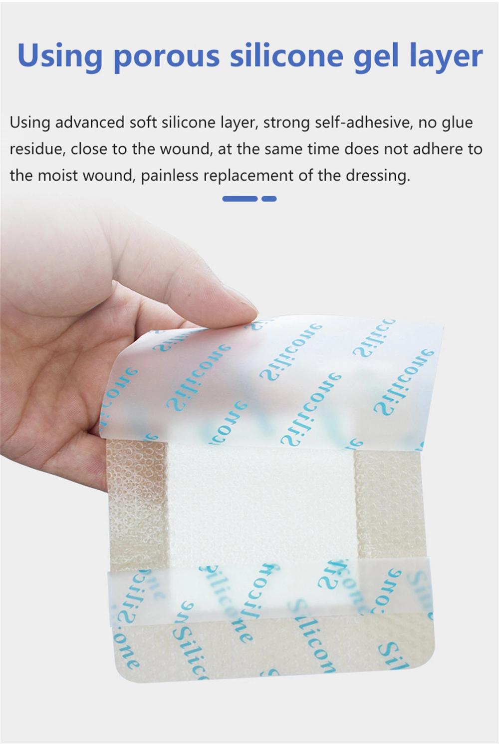 New Self-Adherent Non Adhesive Border PU Wound Dressing Silicone Foam Dressing