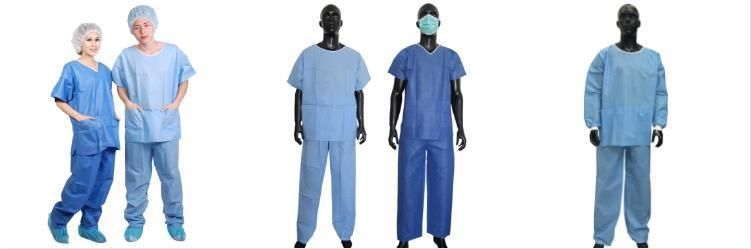 Disposable Scrub Shirts Blue SBPP SMS Suits for Patient