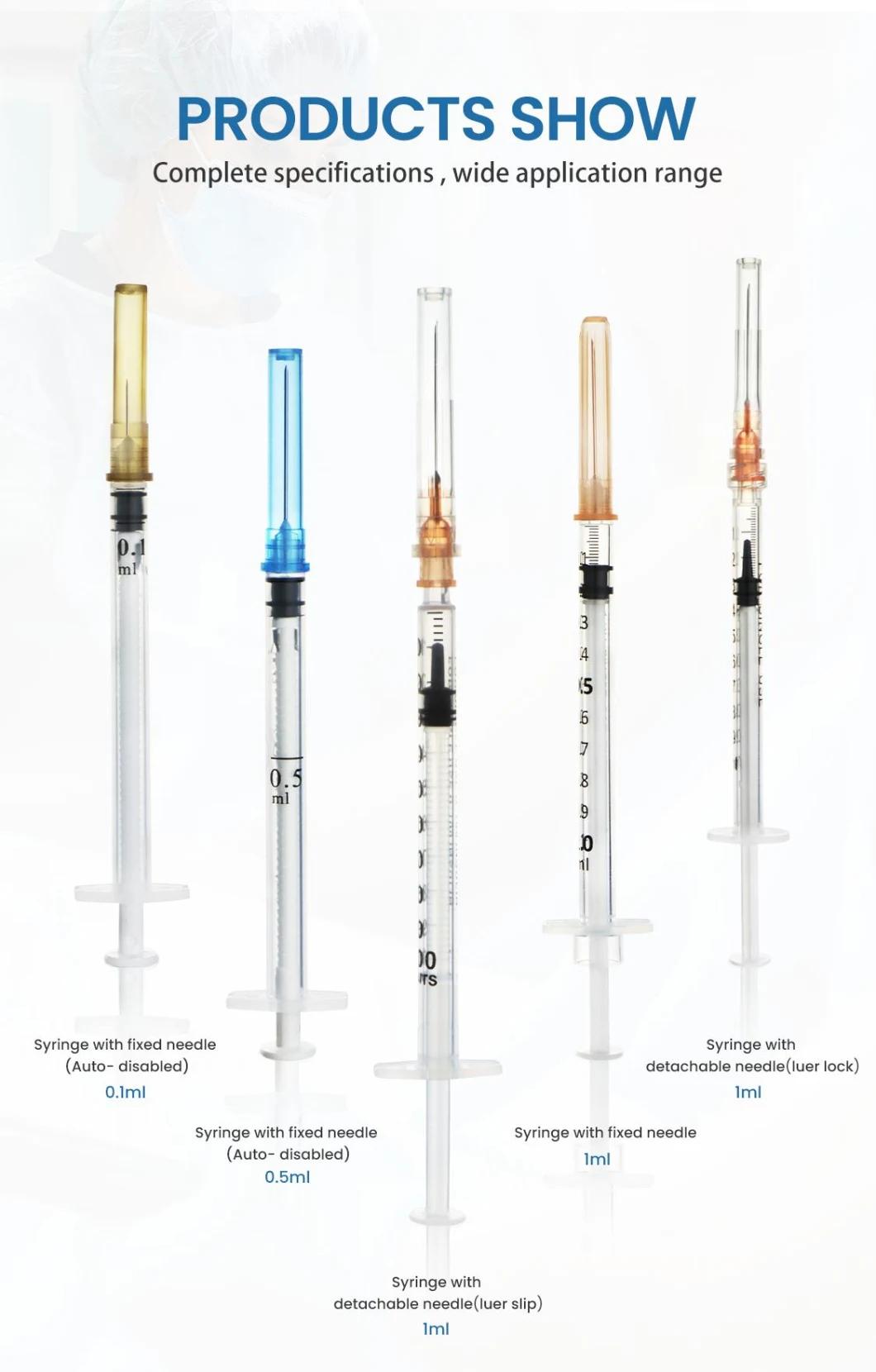 Wego Medical Sterile Hypodermic Three-Parts 1ml Luer Slip Luer Lock Disposable Vaccine Injector